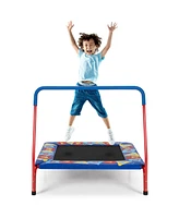 Gymax 36'' Kids Square Trampoline Indoor Outdoor Rebounder W/Foam Handrail Alphabet Pad