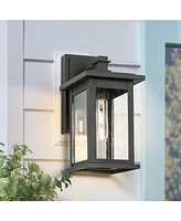 Flynama 1-Light Black not Motion Sensing Dusk to Dawn Outdoor Hardwired Wall Lantern Sconce with No Bulbs Included