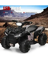 Hongge 6V Kids Atv Quad Electric Ride On Car with Led Light and MP3-Black