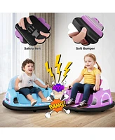 Hongge 12V 360° Ride on Bumper Car for Toddlers with Remote Control-Pink