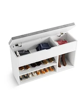 gaomon Storage Bench, Shoe Bench with Cushion, Entryway Bench with Lift-Top Storage Box & 2 Tiers Open Shoe Rack