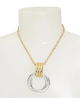 Robert Lee Morris Soho Two Tone Ribbed Ring Pendant Necklace