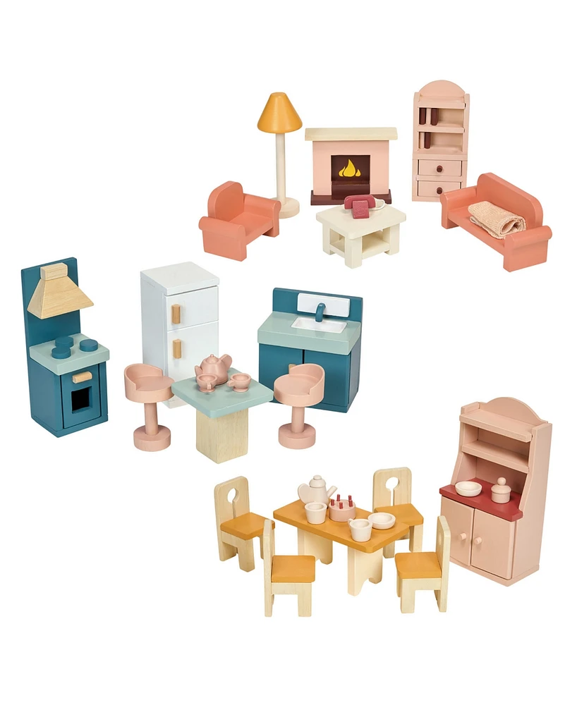 Mentari Toys Dolls House Downstairs Furniture Bundle