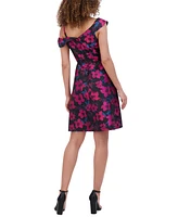 kensie Women's Floral Jacquard A-Line Dress