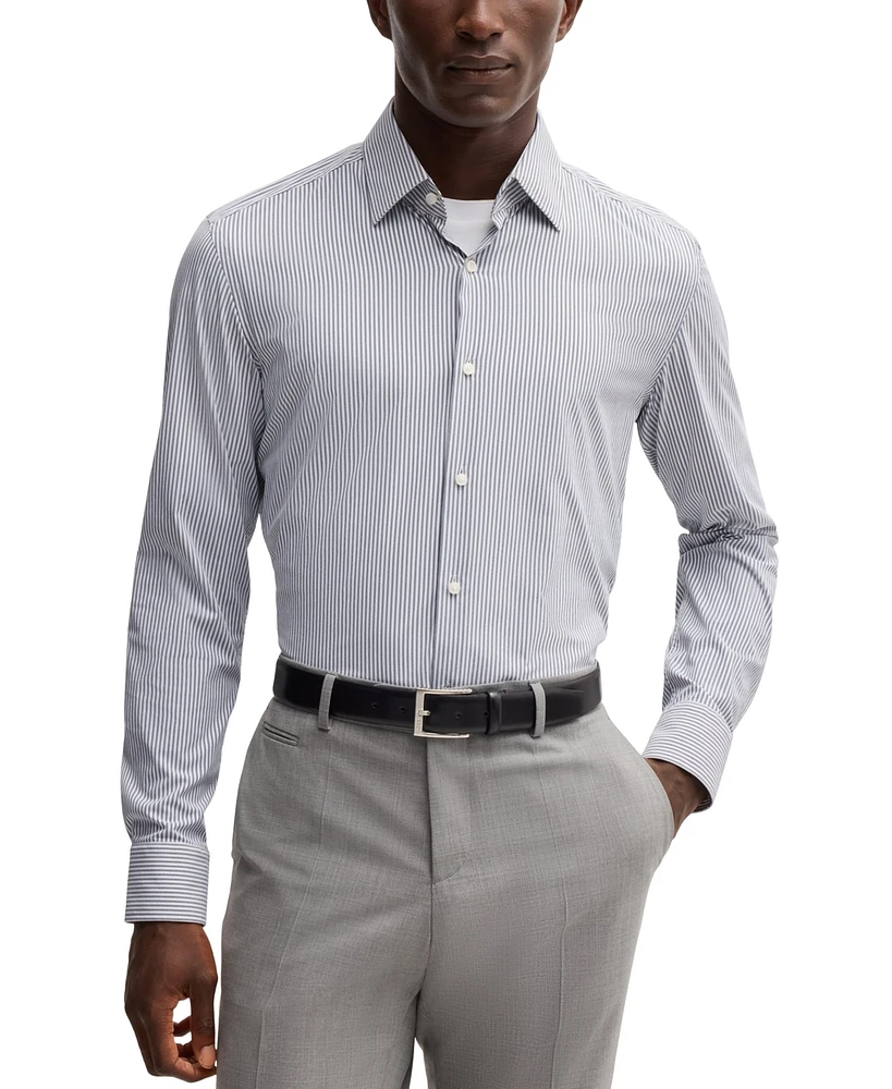 Boss by Hugo Men's Striped Slim-Fit Performance-Stretch Shirt