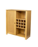 Slickblue Stylish Rattan Storage Cabinet with 2 Adjustable Shelves – Versatile Sideboard Buffet