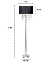 Lalia Home 62" Glamorous Chrome Cascading Crystal Floor Lamp