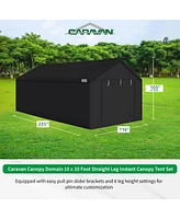 Caravan Canopy Domain 10 x 20' Straight Leg Instant Canopy Tent Set w/Sidewalls