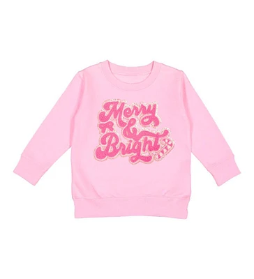 Sweet Wink Toddler Girls Merry and Bright Patch Christmas Sweatshirt