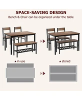 gaomon Dining Table Set for 4, Modern Kitchen Table with 2 Chairs and Bench , 4-Person Dining Room Table Set