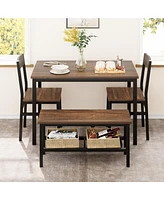 gaomon Dining Table Set for 4, Modern Kitchen Table with 2 Chairs and Bench , 4-Person Dining Room Table Set