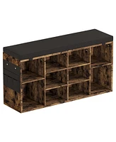 gaomon 41 Inches Shoe Bench with Cushion, Shoe Rack Bench, Ten Cubbies Storage Entryway Bench with Adjustable Shelves
