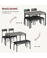 gaomon Dining Table Set for 4, Kitchen Table and Chairs for 4, Rectangular Kitchen Table Set , Dining Room Table Set,Grey