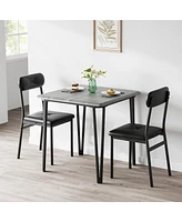 gaomon Dining Table for 2, Small Square kitchen Dinner Table Set for 2,Space Saving Wood Modern Dinette With Upholstered,3 Piece