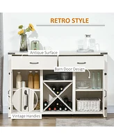 Slickblue Chic White Kitchen Coffee Bar Cabinet – Versatile Sideboard & Buffet Table with Antique Finish