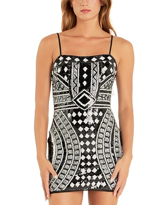 endless rose Women's Sequin-Embellished Sleeveless Bodycon Mini Dress