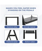 Flynama 5 Step Stool Folding Step Stool with Handrails, Sturdy Step Stool for Adult, Gorilla Ladders 500LBS Capacity Sturdy& Portable Ladder for Home