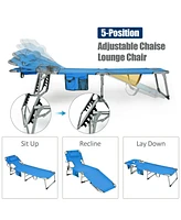 Inolait Folding Beach Lounge Chair with Pillow for Outdoor