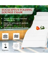 Inolait 3 Pieces Folding Patio Eucalyptus Wood Lounge Chair Set with Foldable Side Table