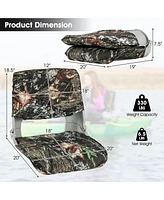 Vebreda Low Back Folding Padded Boat Seat with 4 Bolts for Outdoor Adventures-Camouflage