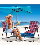 Vebreda 6 Pieces Folding Beach Chair Camping Lawn Webbing Chair