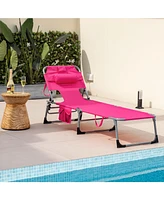 Inolait Folding Beach Lounge Chair with Pillow for Outdoor