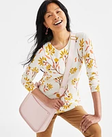 Style & Co Women's Printed Crewneck Sweater, Exclusively at Macy's