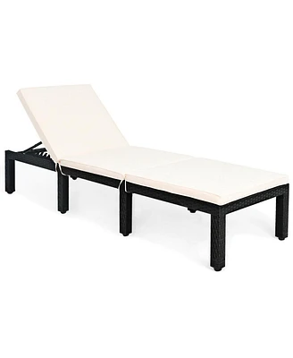 Inolait Patio Rattan Lounge Chair Chaise Couch Cushioned Height Adjustable