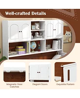 Sugift Twin Bed with Bookcase with Shelves and Wooden Slat Support No Box Spring Needed for Living Room Bedroom
