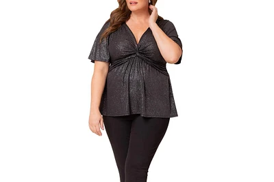 Kiyonna Plus Galaxy Glitter Twist Front Top