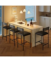 gaomon Bar Stools Set of 4, Upholstered Bar Chairs with Back, 25.5 Inches Kitchen Bar Stools with Footrest, Grey