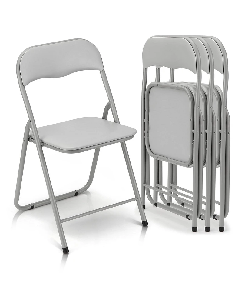 gaomon Folding Chairs 2 Pack with Cushion, Outdoor & Indoor Event Portable Metal Folding Chairs,Grey