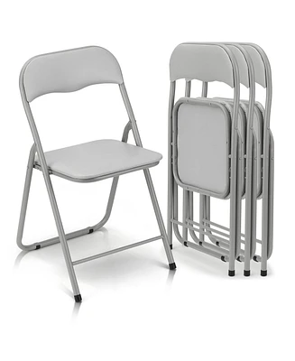 gaomon Folding Chairs 2 Pack with Cushion, Outdoor & Indoor Event Portable Metal Folding Chairs,Grey