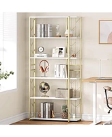 gaomon 6 Tier Bookshelf, Tall Bookcase Freestanding Display Shelf with Metal Frame & Large Storage