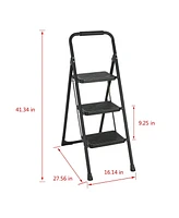 Flynama 3 Step Ladder Portable Folding Ladder Stool for Adults with Wide Anti-Slip Pedal