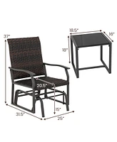Skonyon 3 Piece Patio Gliding Set with Tempered Glass Coffee Table All Weather