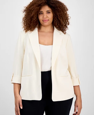 Anne Klein Plus 3/4-Sleeve Open-Front Blazer