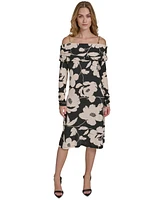 Halston Women's Floral Off-The-Shoulder Chain-Strap Dress