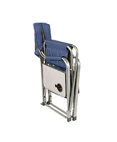 Kamp-Rite Portable Director's Chair w/Cooler, Cup Holder, & Side Table, Navy/Tan