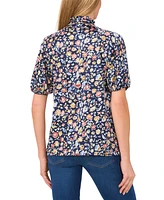 CeCe Women's Puff-Sleeve Floral Blouse