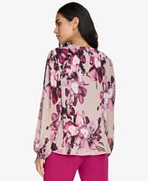 Calvin Klein Women's V-Neck Long-Sleeve Blouse