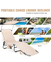 Sugift 5-Position Adjustable Outdoor Recliner Chair with Canopy Shade