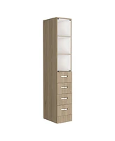 Depot E-Shop Magna Linen Cabinet, Three Shelves, Four Drawers, Light Pine/White