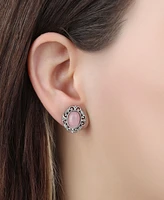 2028 Glass Filigree Post Back Stud Earrings