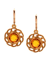 2028 Round Crystal Filigree Drop Earrings