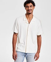 Guess Men's Anderson Short Sleeve Textured Knit Button-Front Camp Shirt