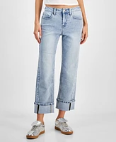 Indigo Rein Juniors' Faded Mid-Rise Cuffed Capri Jeans