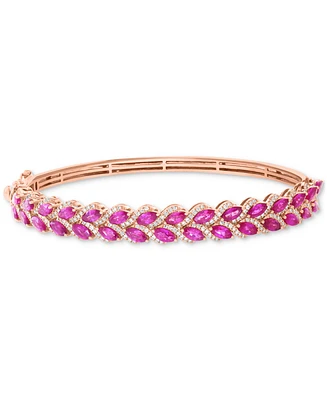 Effy Ruby (4-7/8 ct. t.w.) & Diamond (3/4 ct. t.w.) Bangle Bracelet in 14k Rose Gold