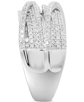 Diamond Multirow Crossover Statement Ring (3/4 ct. t.w.) Sterling Silver