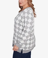 Hearts of Palm Plus Blue My Mind Diamond Print Sweater